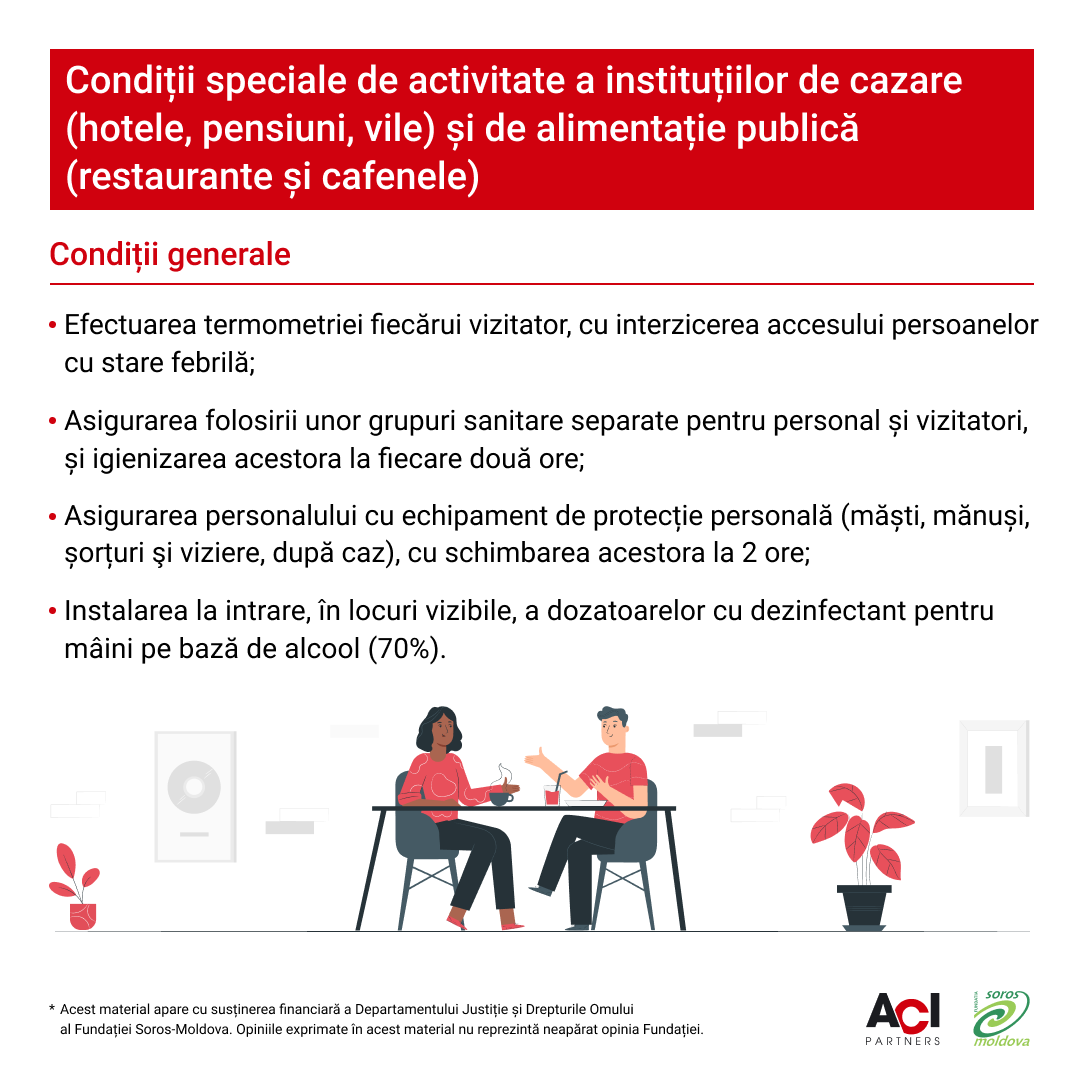 Condiții speciale de activitate a instituțiilor de cazare