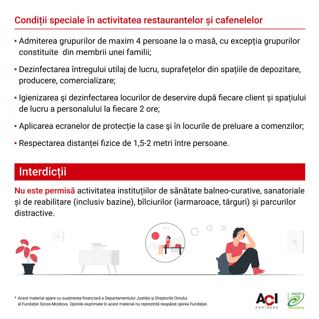 Condiții speciale de activitate a restaurantelor și cafenelelor