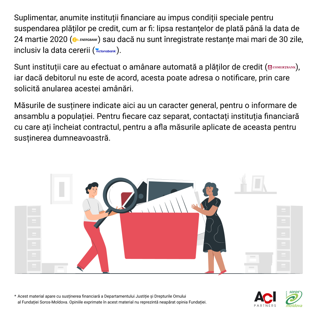 Condiții speciale pentru suspendarea creditului