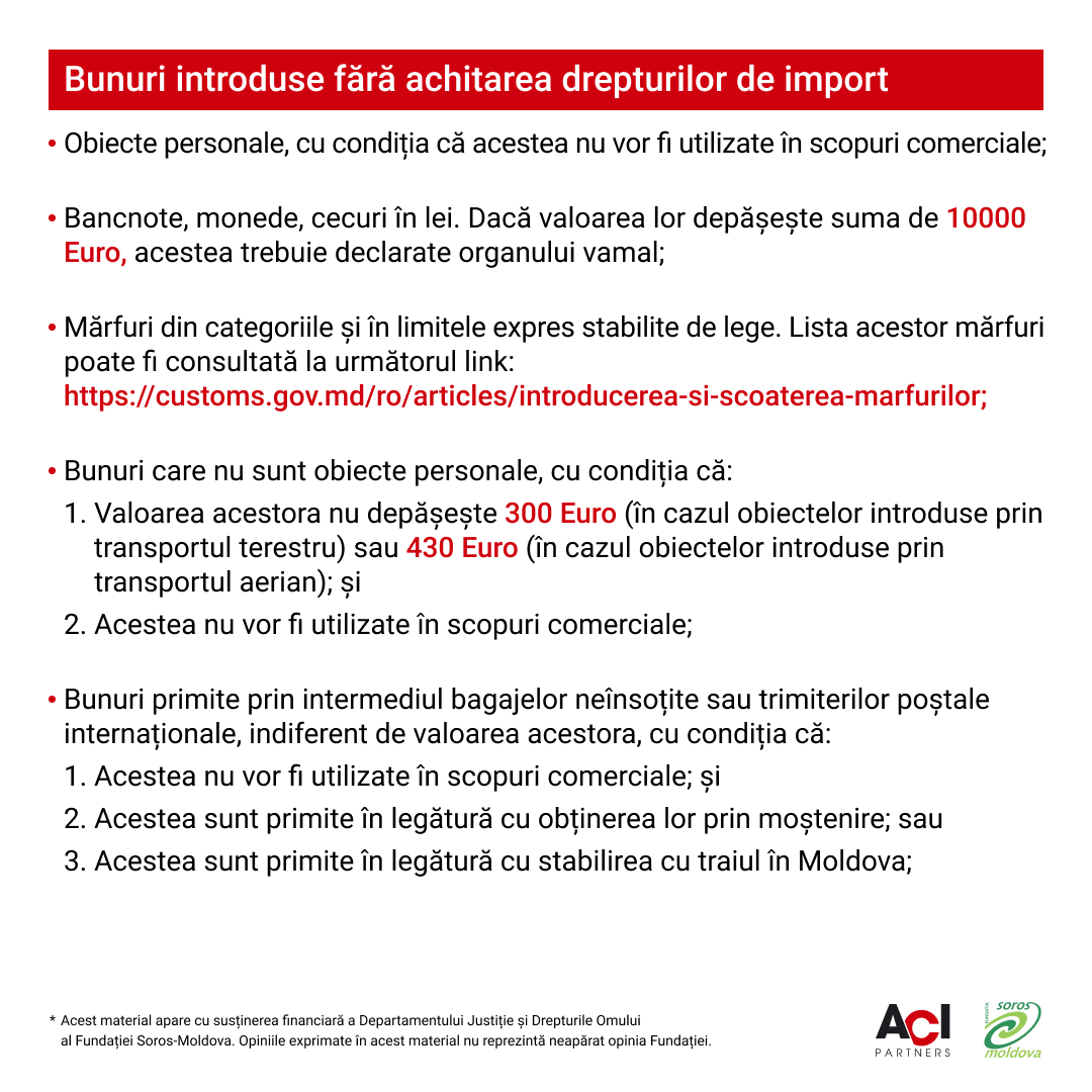 Bunuri introduse fără achitarea drepturilor de import