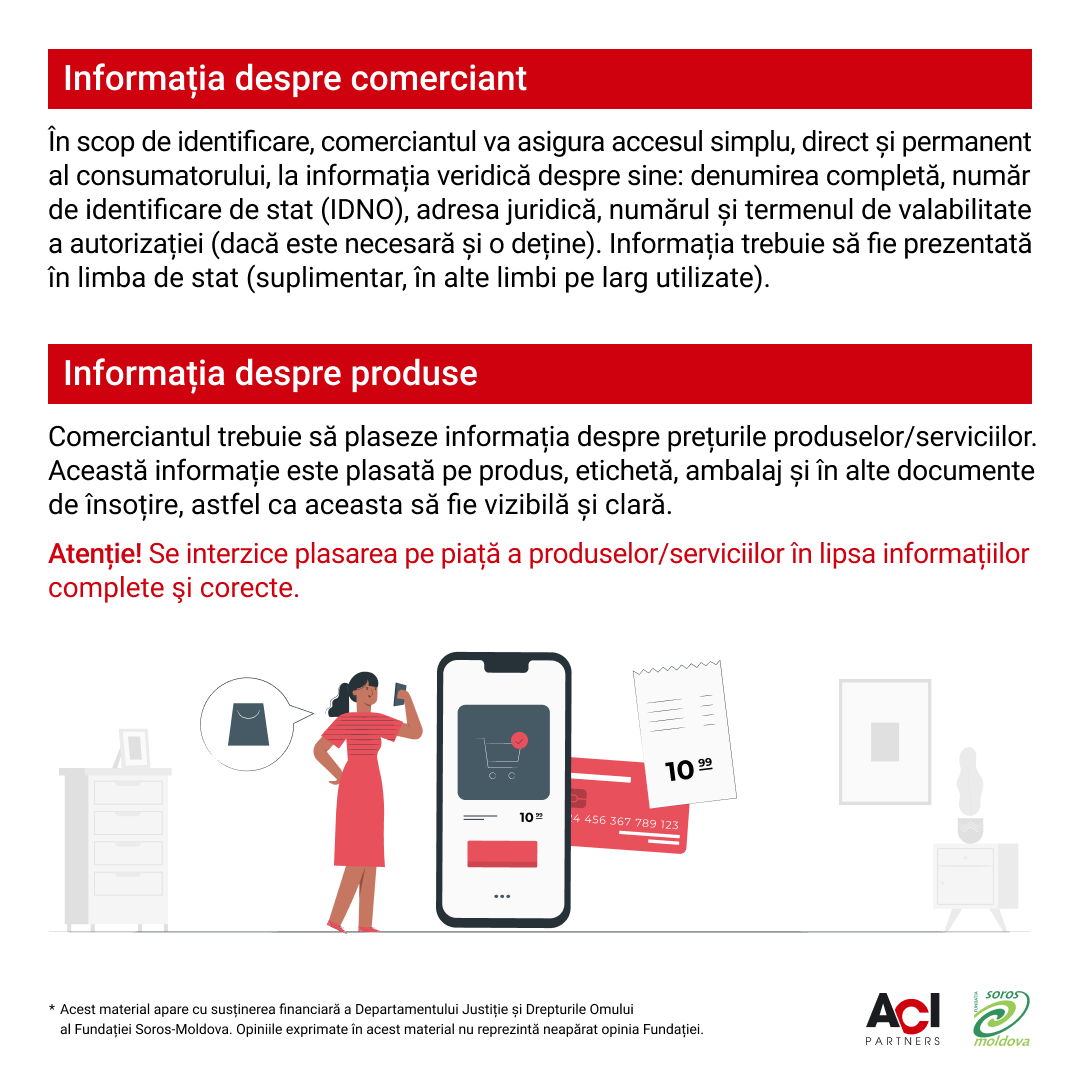 Informație despre comerciant și produse