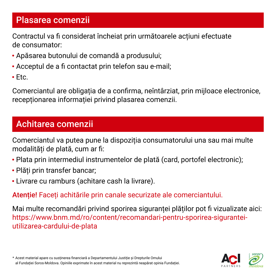 Plasarea și achitarea comenzii online