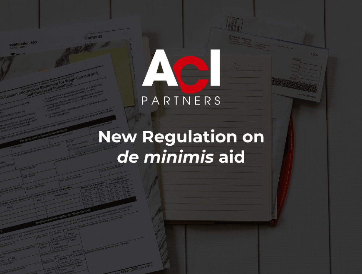 New regulation on de minimis aid